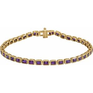 14K Yellow Gold Vermeil Natural Amethyst Line 7" Bracelet