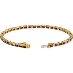 14K Yellow Gold Vermeil Natural Amethyst Line 7" Bracelet – image 2