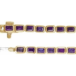 14K Yellow Gold Natural Amethyst Line 7" Bracelet – image 3