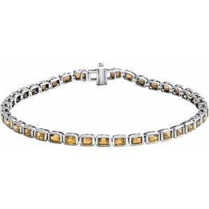 14K White Gold Natural Citrine Line 7" Bracelet
