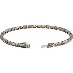 14K White Gold Natural Citrine Line 7" Bracelet – image 2
