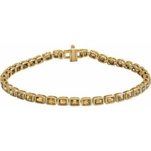 14K Yellow Gold Natural Citrine Line 7" Bracelet
