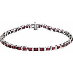 Sterling Silver Natural Mozambique Garnet Line 7" Bracelet