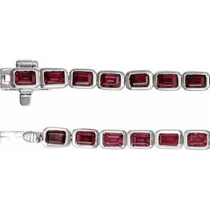 Sterling Silver Natural Mozambique Garnet Line 7" Bracelet – image 3
