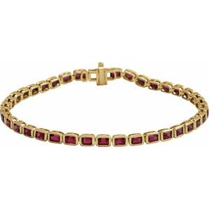 14K Yellow Gold Vermeil Natural Mozambique Garnet Line 7" Bracelet