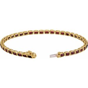 14K Yellow Gold Vermeil Natural Mozambique Garnet Line 7" Bracelet – image 2