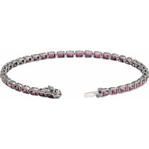 Sterling Silver Natural Pink Tourmaline Line 7" Bracelet – image 2