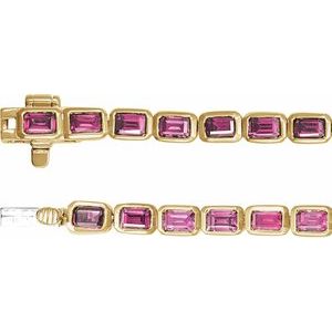 14K Yellow Gold Vermeil Natural Pink Tourmaline Line 7" Bracelet – image 3