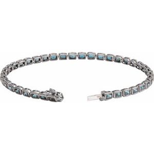 14K White Gold Natural Sky Blue Topaz Line 7" Bracelet – image 2