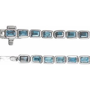 14K White Gold Natural Sky Blue Topaz Line 7" Bracelet – image 3