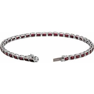 Sterling Silver Natural Mozambique Garnet Line 7" Bracelet – image 2