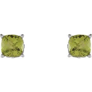 Sterling Silver 5x5 mm Cushion Natural Peridot Earrings – image 2