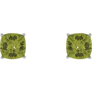 Sterling Silver 7x7 mm Cushion Natural Peridot Earrings – image 2