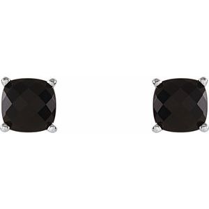 Sterling Silver 6x6 mm Cushion Natural Black Onyx Earrings – image 2