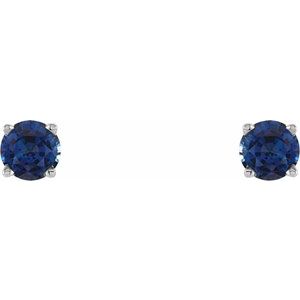 Sterling Silver 4 mm Lab-Grown Sapphire Earrings – image 2