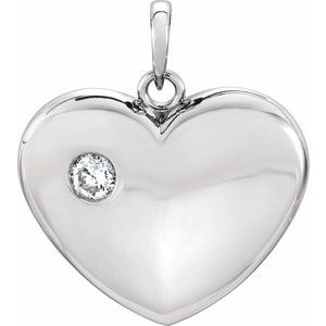 Sterling Silver 1/6 CT Natural Diamond Heart Pendant