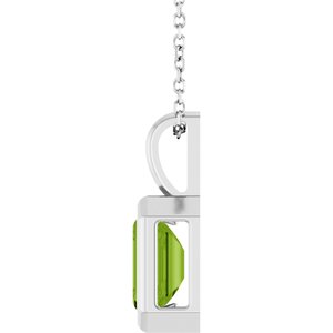 Platinum Natural Peridot Solitaire 16-18" Necklace