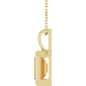 14K Yellow Gold Natural Citrine Solitaire 16-18" Necklace
