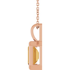 14K Rose Gold Natural Citrine Solitaire 16-18" Necklace