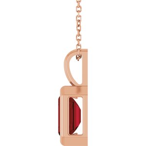 14K Rose Gold Natural Mozambique Garnet Solitaire 16-18" Necklace