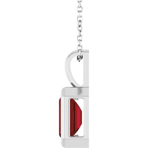 Sterling Silver Natural Mozambique Garnet Solitaire 16-18" Necklace