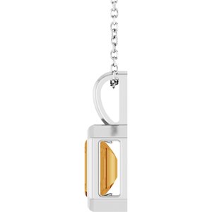 Sterling Silver Natural Citrine Solitaire 16-18" Necklace