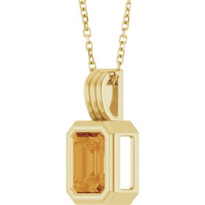 14K Yellow Gold Natural Citrine Solitaire 16-18" Necklace
