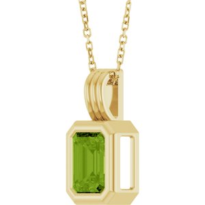 14K Yellow Gold Natural Peridot Solitaire 16-18" Necklace
