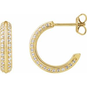 14K White Gold 1.2 mm Round Accented Hoop Earring Mountings