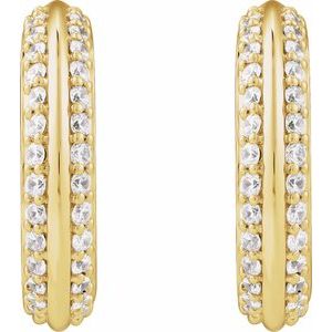 14K Yellow Gold 5/8 CTW Natural Diamond Hoop Earrings – image 2