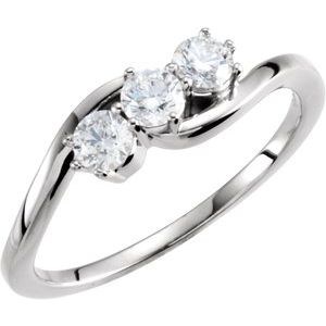 14K White Gold 1/2 CTW Lab-Grown Diamond Three-Stone Ring
