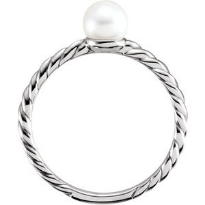 14K White Gold 5.5-6 mm Cultured White Freshwater Pearl Ring