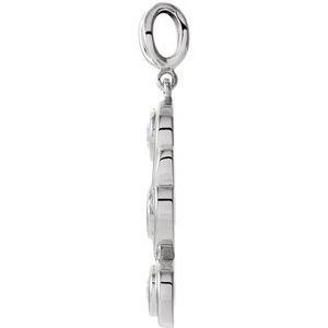 14K White Gold 3/8 CTW Natural Diamond Bezel-Set Three-Stone Pendant