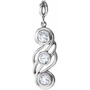 14K White Gold 3/8 CTW Natural Diamond Bezel-Set Three-Stone Pendant