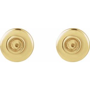 14K Yellow Gold 3 mm Round Bezel-Set Puffed Stud Earring Mounting – image 2