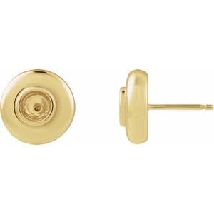 14K Yellow Gold 4.1 mm Round Bezel-Set Puffed Stud Earring Mounting