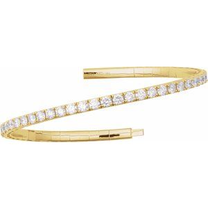 14K Yellow Gold 5 CTW Lab-Grown Diamond Flexible Bangle 7" Bracelet
