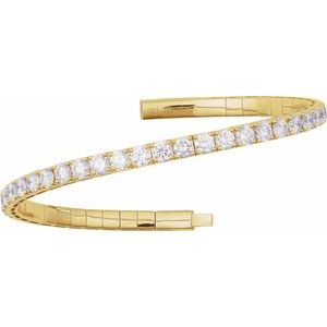 14K Yellow Gold 3 CTW Lab-Grown Diamond  Flexible Bangle 7" Bracelet – image 2