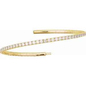 14K Yellow Gold 2 CTW Lab-Grown Diamond  Flexible Bangle 7" Bracelet – image 2