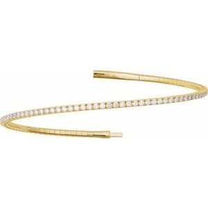 14K Yellow Gold 2 CTW Natural Diamond Flexible Bangle 7" Bracelet – image 2