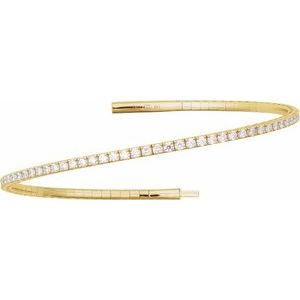 14K Yellow Gold 3 CTW Natural Diamond Flexible Bangle 7" Bracelet – image 2