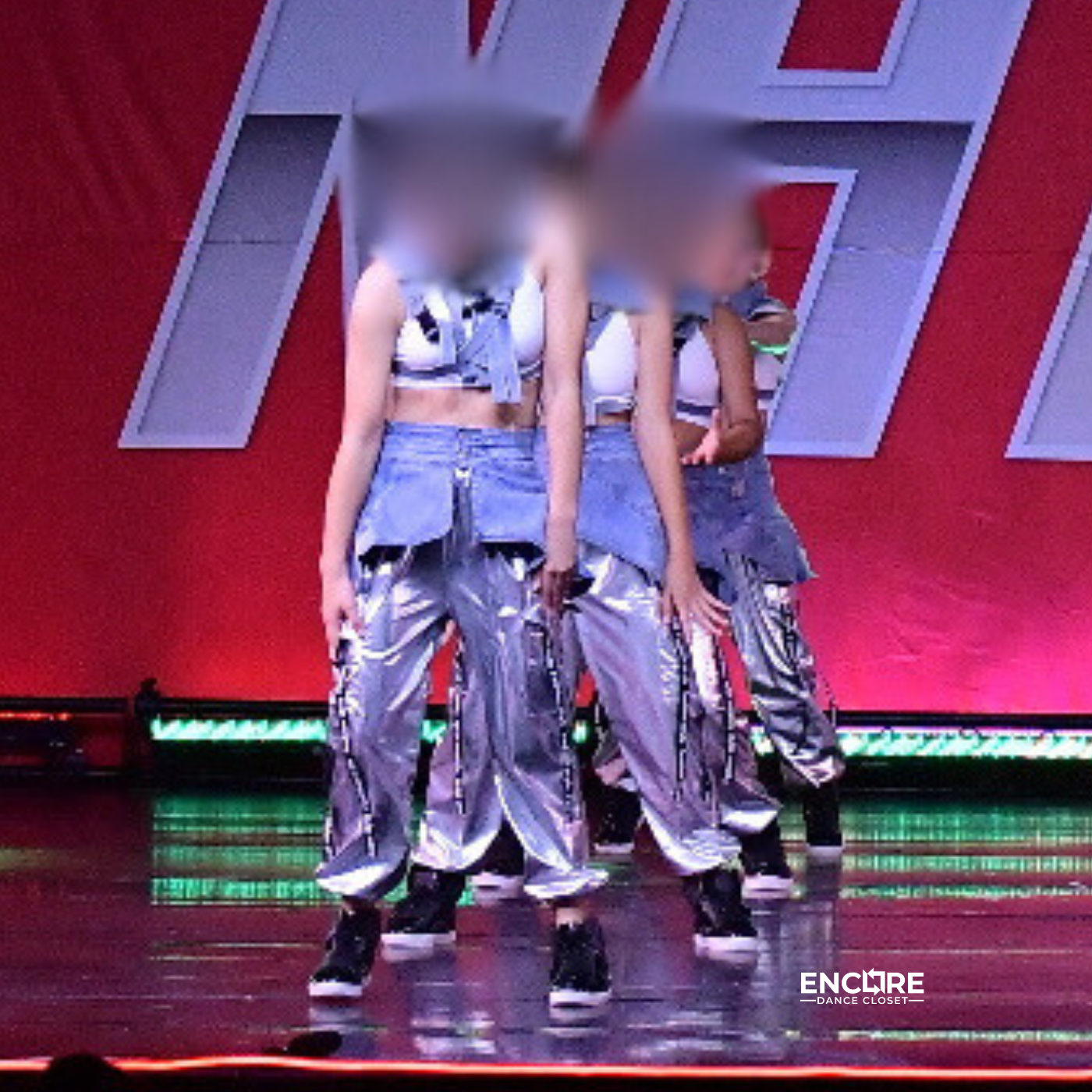 Silver Hip Hop Pants with Denim Details