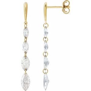 14K Yellow Gold 1 1/2 CTW Lab-Grown Diamond Drilled Diamond Earrings