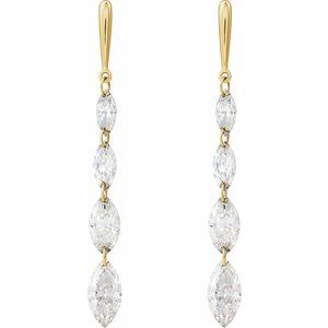 14K Yellow Gold 1 1/2 CTW Lab-Grown Diamond Drilled Diamond Earrings