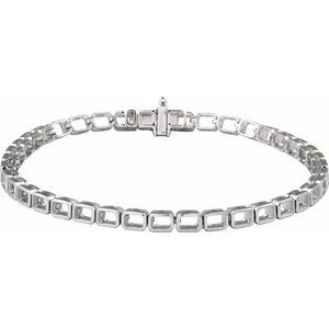 14K White Gold 3.5x2.4 mm Emerald Line 7" Bracelet Mounting