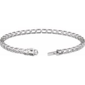 14K White Gold 3.5x2.4 mm Emerald Line 7" Bracelet Mounting – image 2