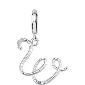 Sterling Silver Accented Script Initial W Charm/Pendant Mounting