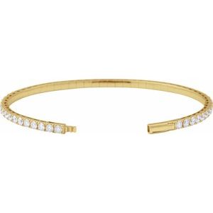 14K Yellow Gold 5 CTW Lab-Grown Diamond Flexible Bangle 7" Bracelet