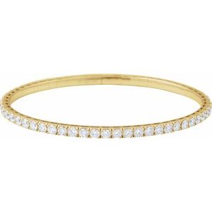 14K Yellow Gold 5 CTW Lab-Grown Diamond Flexible Bangle 7" Bracelet