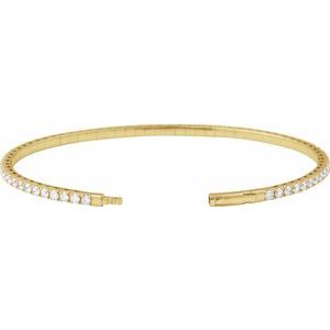 14K Yellow Gold 3 CTW Natural Diamond Flexible Bangle 7" Bracelet – image 3